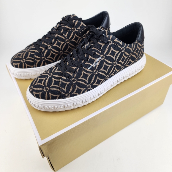 Michael Kors Grove Lace Up Jaquard Sneaker Husk Multi Choose Size New in Box - Picture 1 of 7